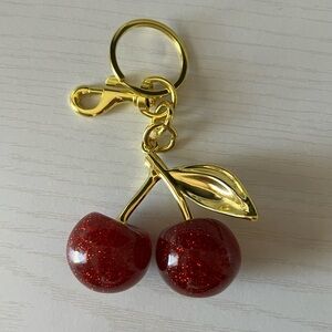 Gold and Red Cherry Keychain
